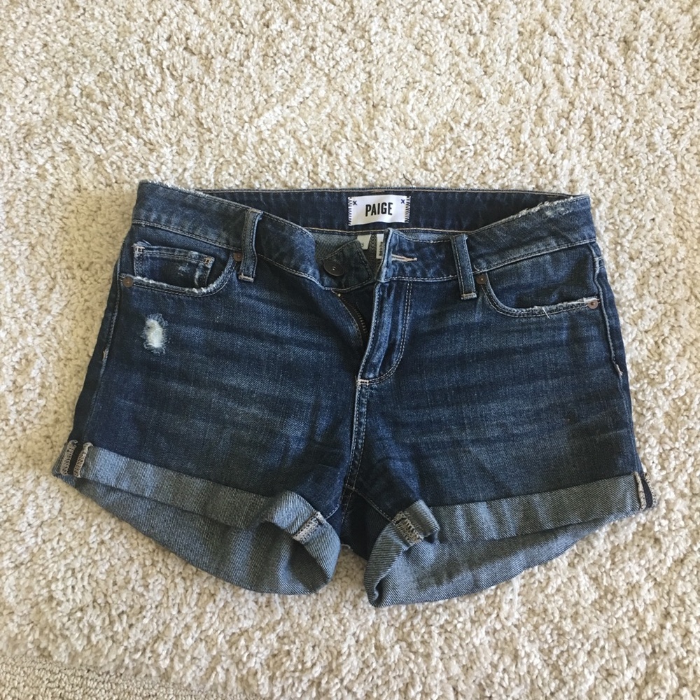 Paige distressed jean shorts size 25 blue